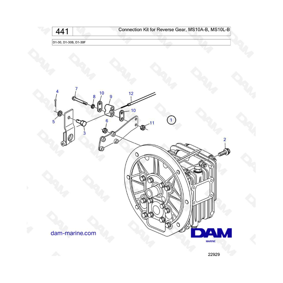 Volvo Penta D1-30 / D1-30B / D1-30F - Connection kit for reverse gear, MS10A-B/MS10L-B 