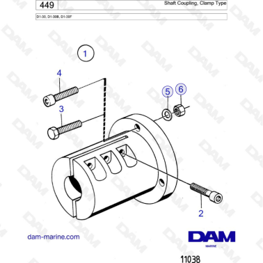 Volvo Penta D1-30/D1-30B/D1-30F - Shaft coupling, clamp type