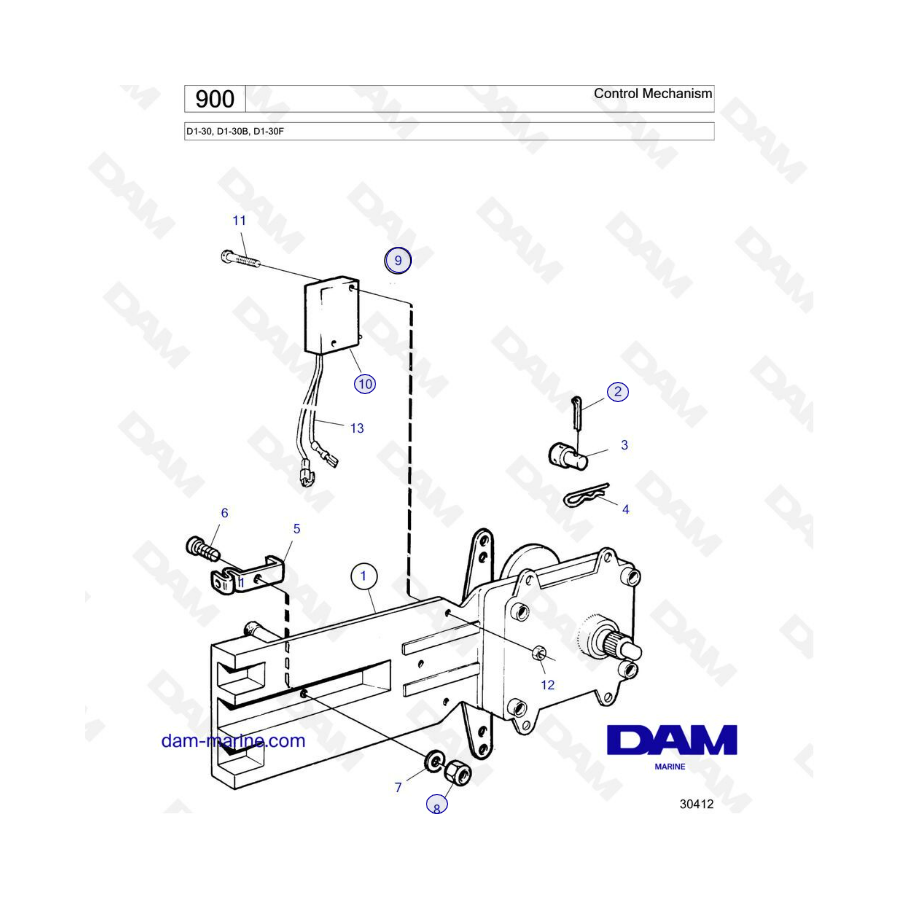 Volvo Penta D1-30 / D1-30B / D1-30F - Control mechanism 