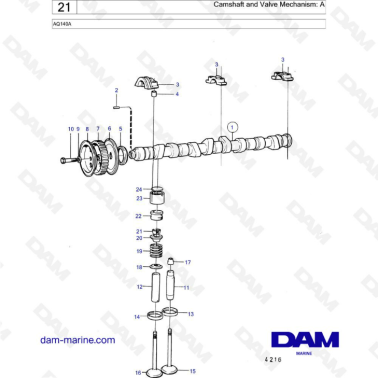 Volvo Penta AQ140A - Camshaft & Valve mechanism : A