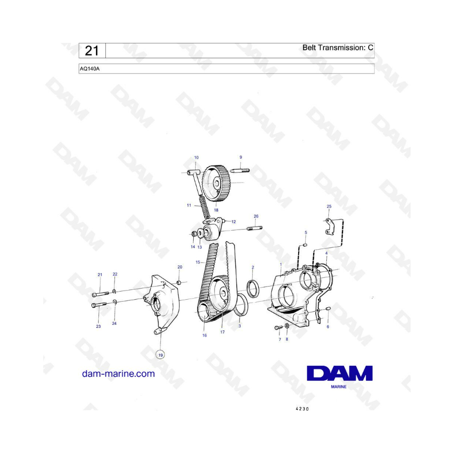 Volvo Penta AQ140A - Belt transmission: C