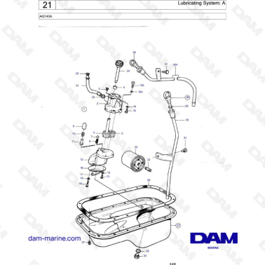Volvo Penta AQ140A - Lubricating system: A