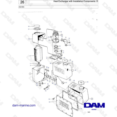 Volvo Penta AQ125A - Heat exchanger with installation components: D