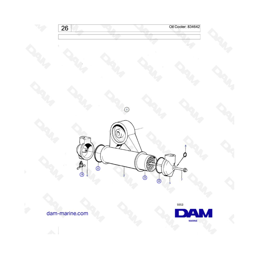 Volvo Penta AQ120B / AQ125A / AQ140A / BB140A - Oil cooler: 834642