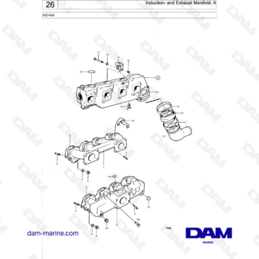Volvo Penta AQ140A - Induction & exhaust manifold: A