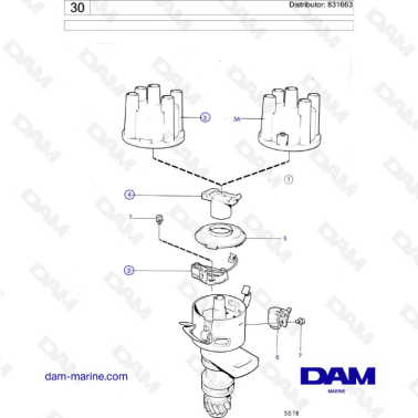 Volvo Penta AQ120B / AQ125A / AQ140A / BB140A - Distributor: 831663