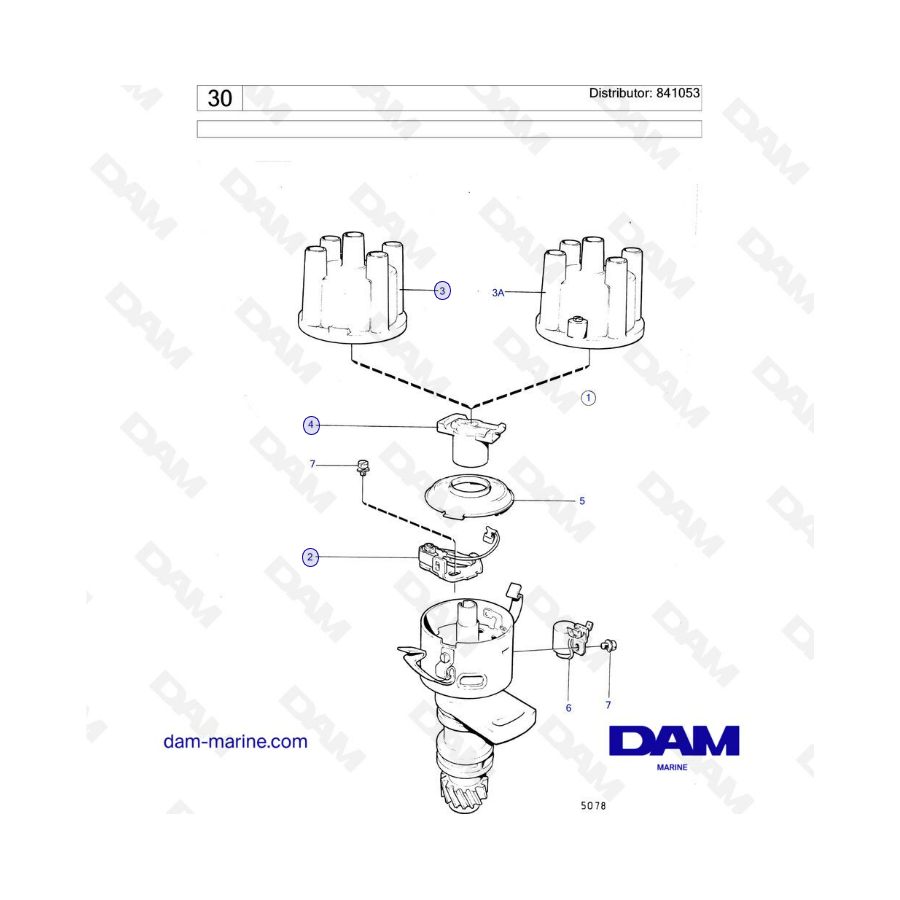 Volvo Penta AQ120B / AQ125A / AQ140A / BB140A - Distributor: 841053 