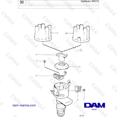 Volvo Penta AQ120B / AQ125A / AQ140A / BB140A - Distributor: 855712
