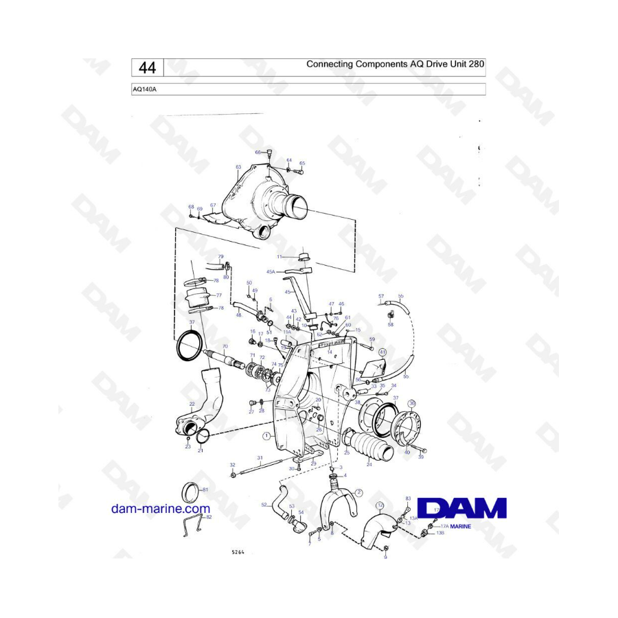 Volvo Penta AQ140A - Connecting components AQ Drive Unit 280