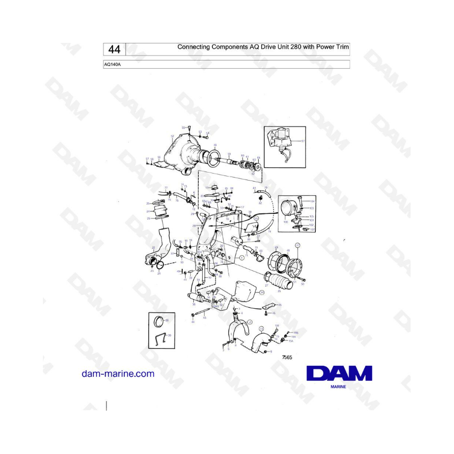 Volvo Penta AQ140A - Connecting components AQ Drive Unit 280 with Power trim 