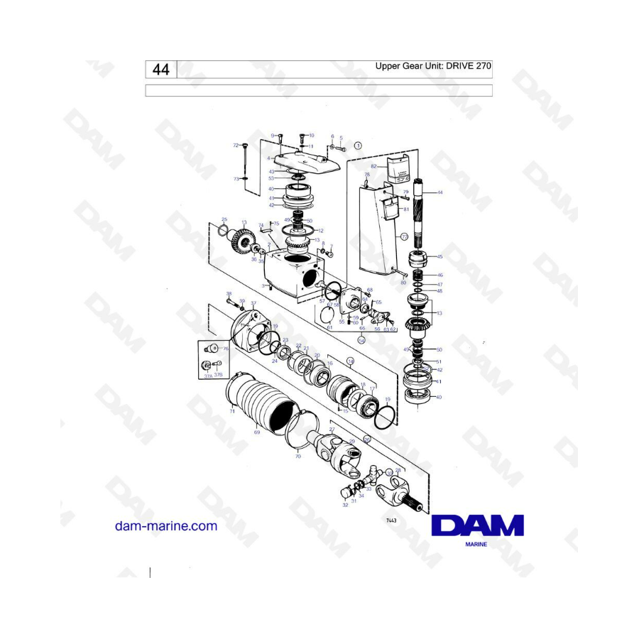 Volvo PEnta AQ120B / AQ125A / AQ140A / BB140A - Unidad de engranaje superior: Transmisión 270