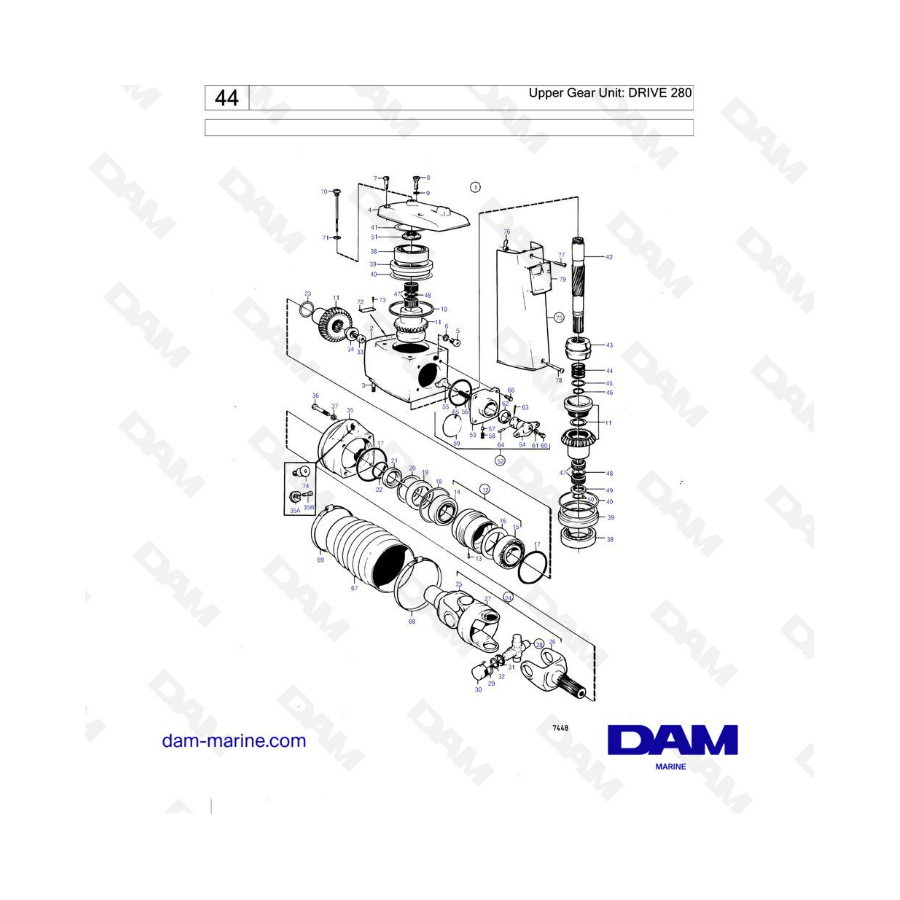 Volvo Penta AQ120B / AQ125A / AQ140A / BB140A - Unidad de engranaje superior: transmisión 280