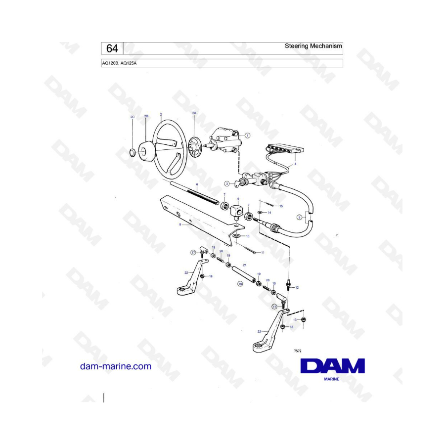 Volvo Penta AQ120B / AQ125A - Mecanismo de dirección