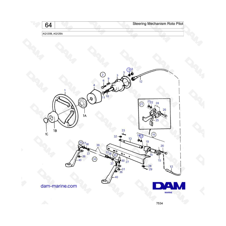 Volvo Penta AQ120B / AQ125A - Steering mechanism roto pilot