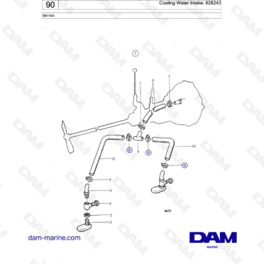Volvo PEnta BB140A - Cooling water intake: 828243
