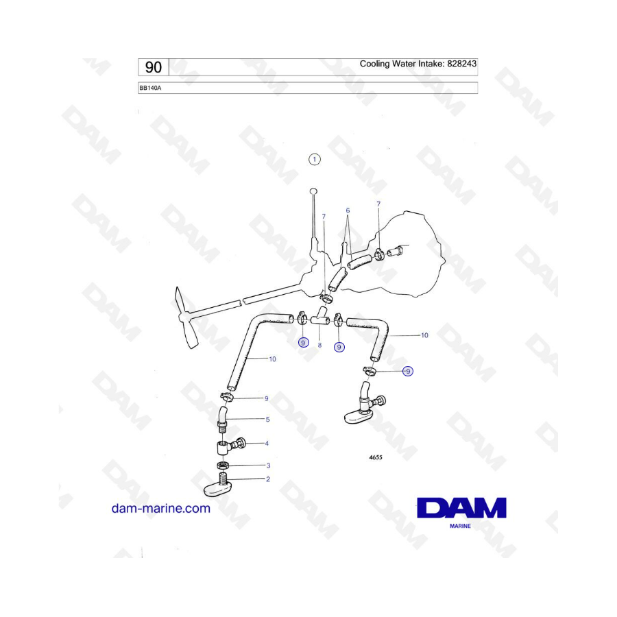 Volvo PEnta BB140A - Cooling water intake: 828243