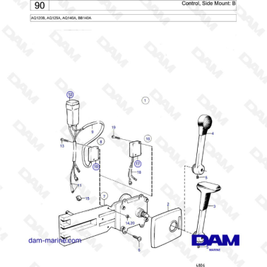 Volvo Penta AQ120B / AQ125A / AQ140A / BB140A - Control, side mount: B