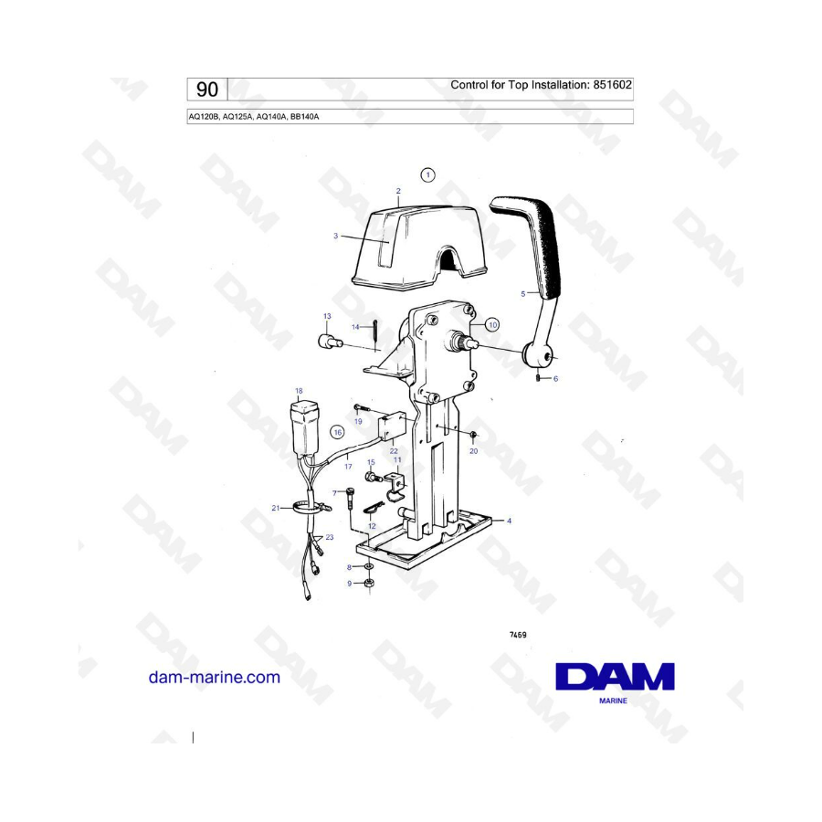 Volvo Penta AQ120B / AQ125A / AQ140A / BB140A - Control para instalación superior: 851602