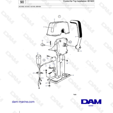 Volvo Penta AQ120B / AQ125A / AQ140A / BB140A - Control for top installation: 851603