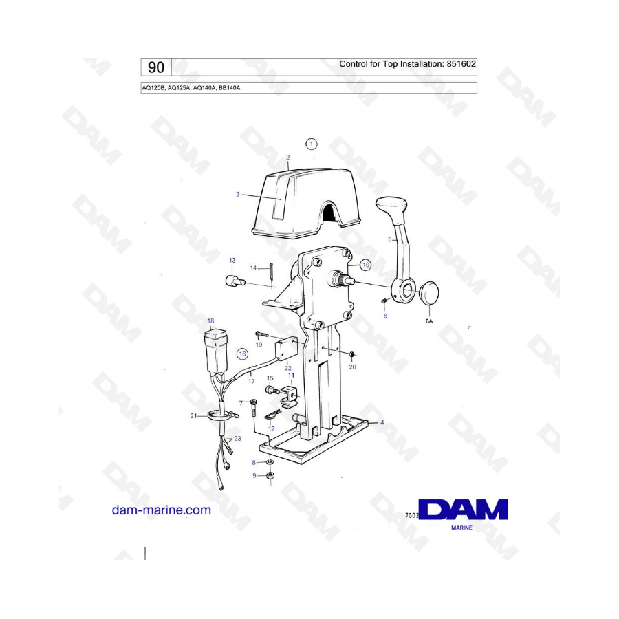 Volvo Penta AQ120B / AQ125A / AQ140A / BB140A - Control for top installation: 851602