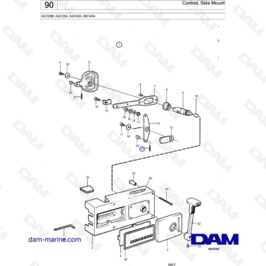 Volvo Penta AQ120B / AQ125A / AQ140A / BB140A - Control, side mount