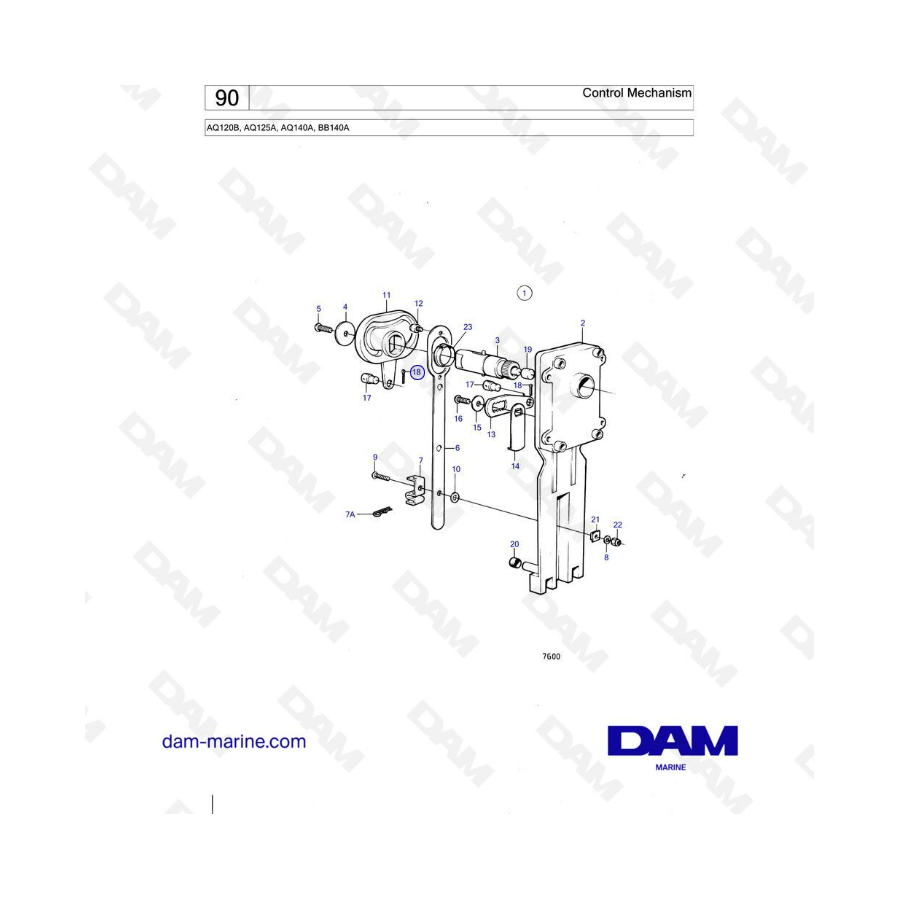 Volvo Penta AQ120B / AQ125A / AQ140A / BB140A - Mecanismo de control 