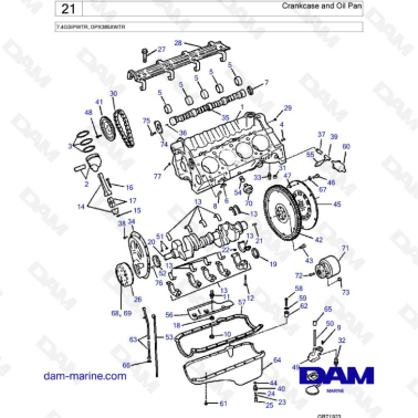 Volvo Penta 7.4L GSI - Crankcase & oil pan