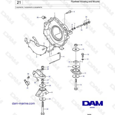 Volvo Penta 7.4L GI / 7.4L GSI / 8.2L GSI - Flywheel housing & mounts