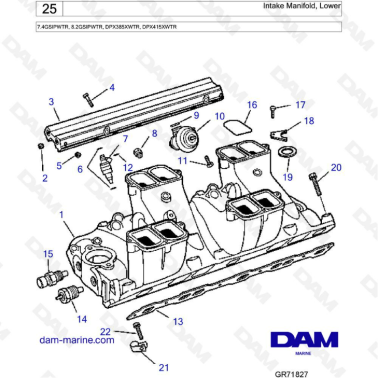 Volvo Penta 7.4L GSI / 8.2L GSI - Intake manifold, lower