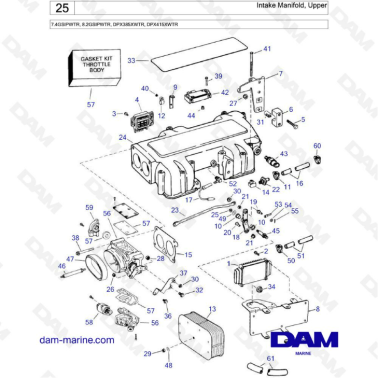 Volvo Penta 7.4L GSI / 8.2L GSI - Intake manifold, upper