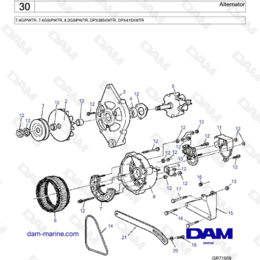 Volvo Penta 7.4L GSI / 8.2L GSI - Alternator