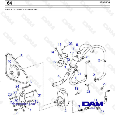 Volvo Penta 7.4L GSI / 8.2L GSI - Steering