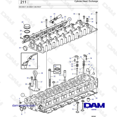 Volvo Penta D6-300D-F / D6-330D-F / D6-370D-F - Cylinder head, exchange