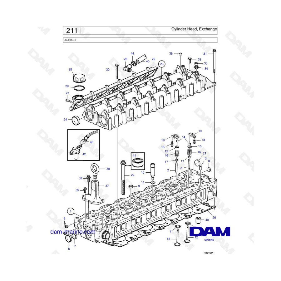 Volvo Penta D6-435D-F - Cylinder head, exchange