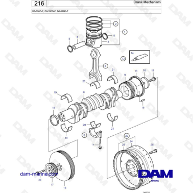 Volvo Penta D6-300D-F / D6-330D-F / D6-370D-F - Crank mechanism