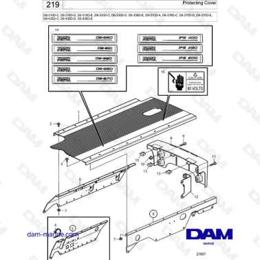 Volvo Penta D6-310D-C -D -E / D6-330D-C -D -E / D6-370D-A -C -D -E / D6-435D-C -D -E - Protecting cover