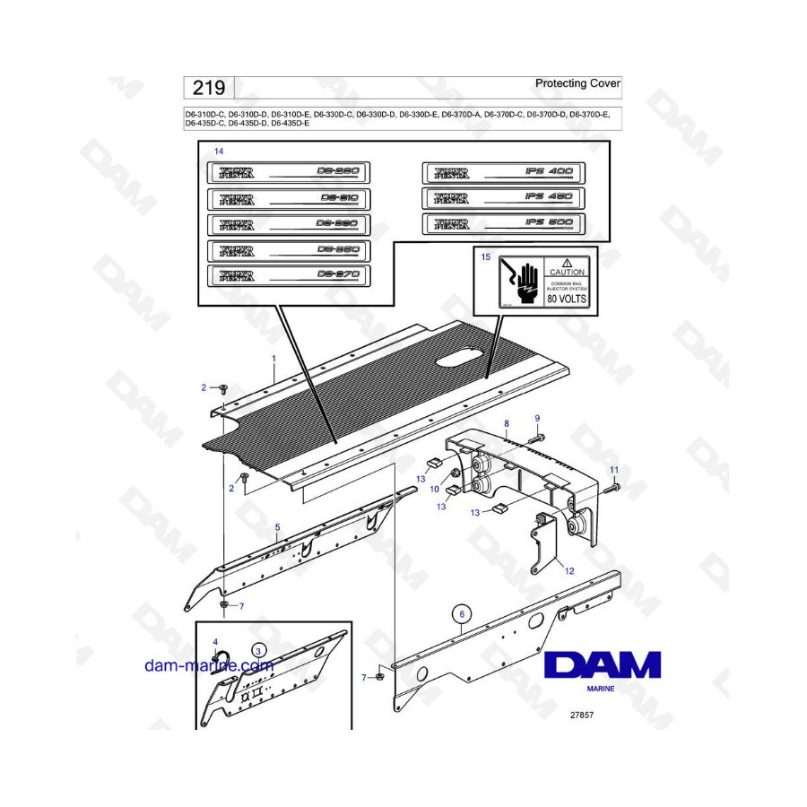 Volvo Penta D6-310D-C-D-E / D6-330D-C-D-E / D6-370D-A-C-D-E / D6-435D-C-D-E - Funda protectora