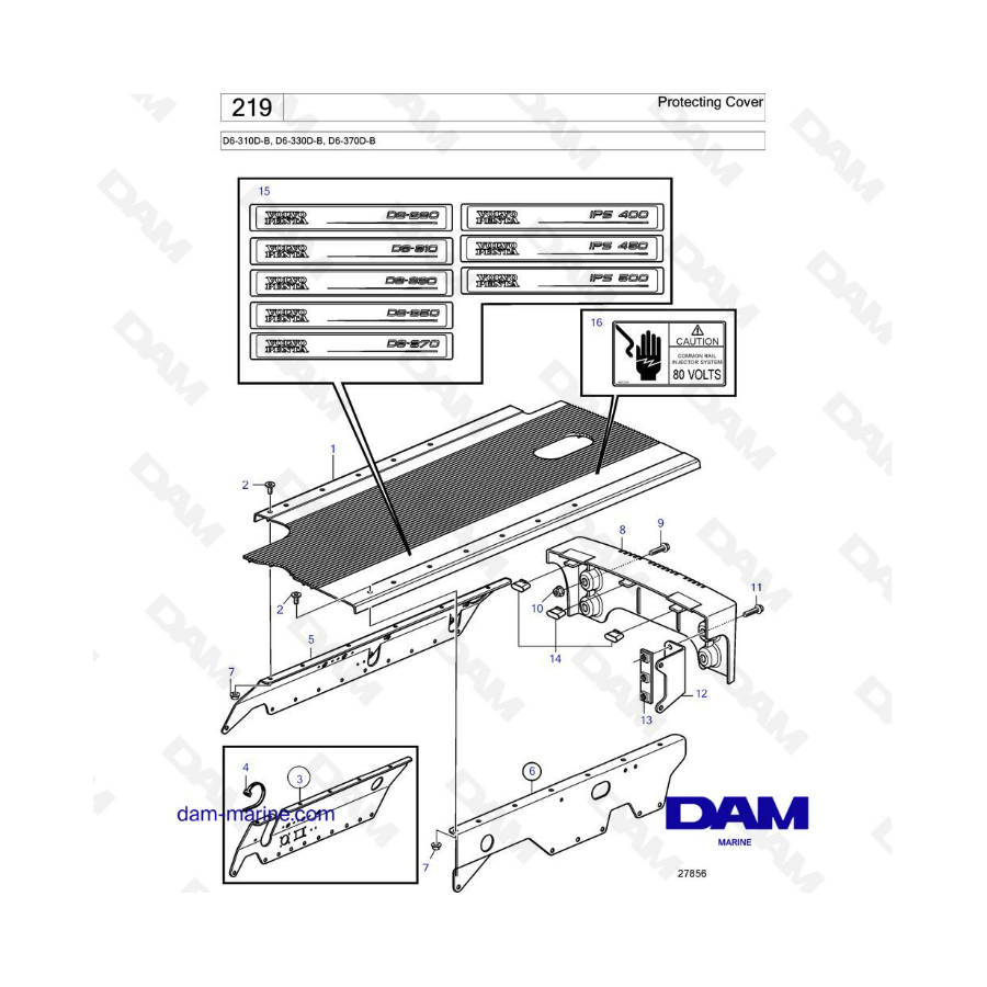 Volvo Penta D6-310D-B / D6-330D-B / D6-370D-B - Protecting cover