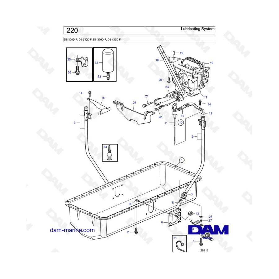 Volvo Penta D6-300D-F/D6-330D-F/D6-370D-F/D6-435D-F - Sistema de lubricación