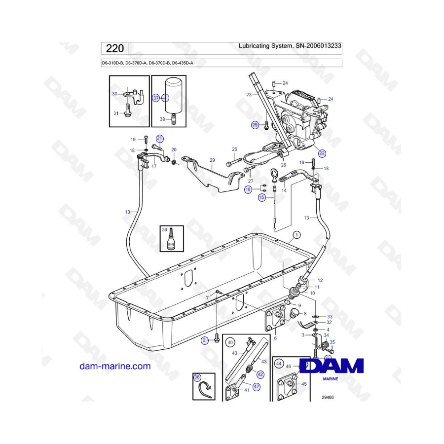 Volvo Penta D6-310D-B / D6-370D-A / D6-370D-B / D6-435D-A - Lubricating system. SN-2006013233