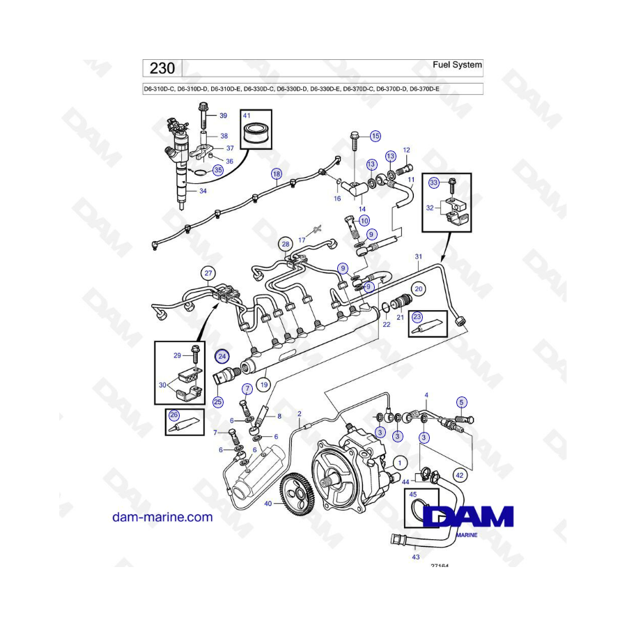 Volvo Penta D6-310D-C -D -E / D6-330D-C -D -E / D6-370D-C -D -E - Fuel system