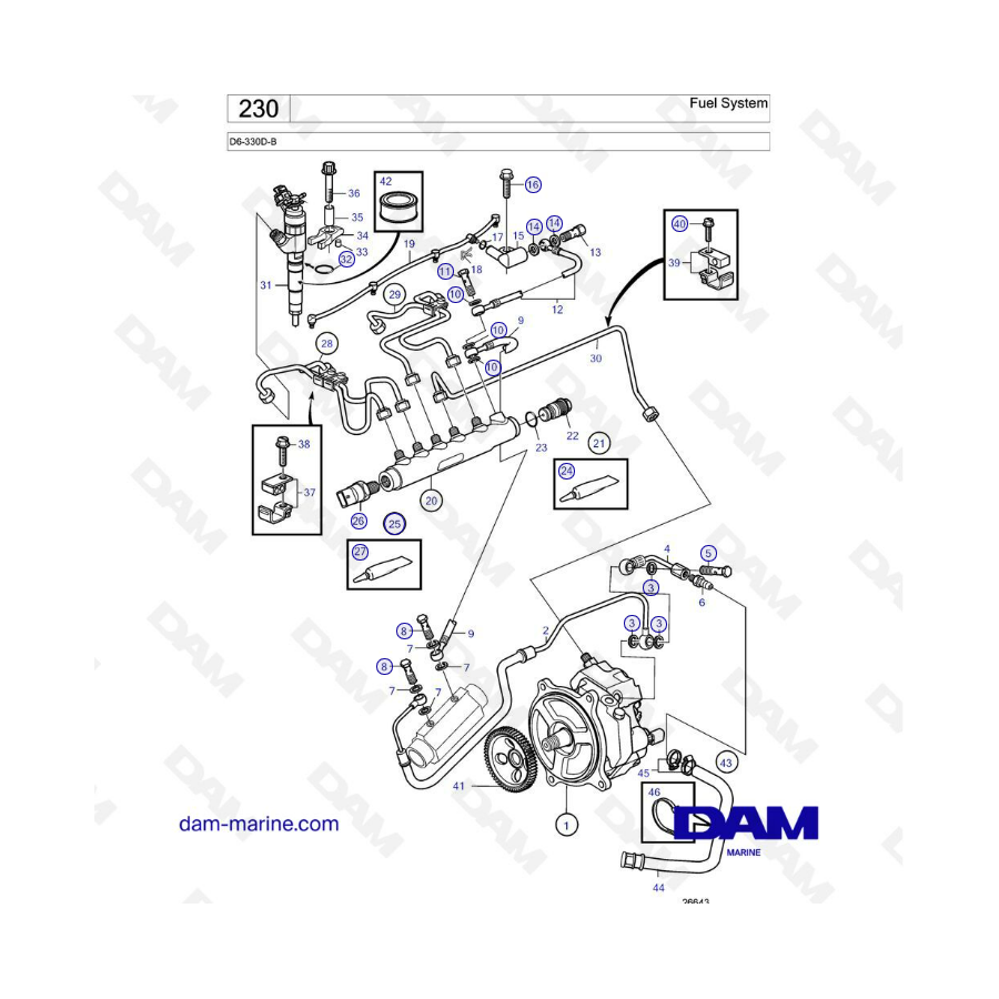 Volvo Penta D6-330D-B - Sistema de combustible 