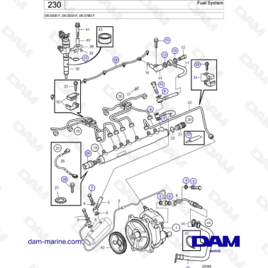 Volvo Penta D6-300D-F / D6-330D-F / D6-370D-F - Fuel system
