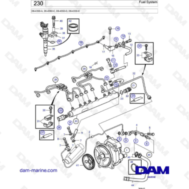 Volvo Penta D6-436D-A / D6-435D-C / D6-435-D-D / D6-435D-E - Fuel system