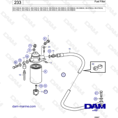 Volvo Penta D6-310D / D6-330D / D6-370D / D6-435D - Fuel filter