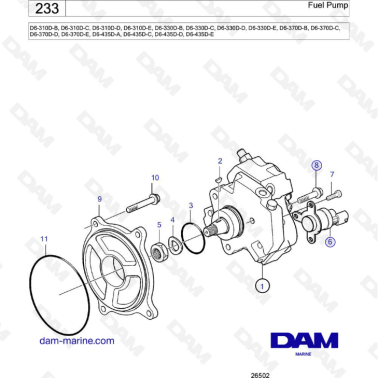 Volvo Penta D6-310D-B -C -D -E / D6-330D-B -C -D -E / D6-370D-B -C -D -E / D6-435D-A -C -D -E - Fuel pump