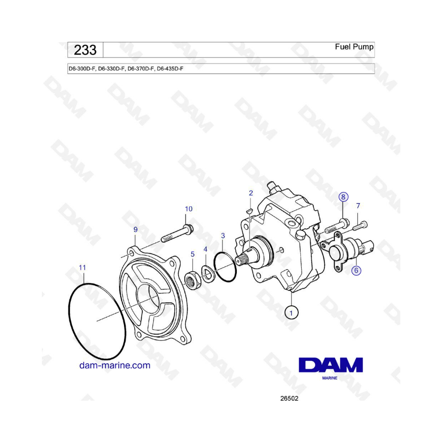 Volvo Penta D6-300D-F / D6-330D-F / D6-370D-F / D6-435D-F - Bomba de combustible 