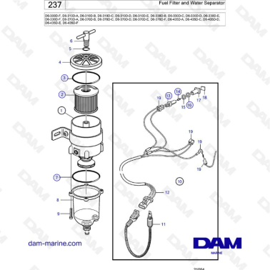 Volvo Penta D6-300D / D6-310D / D6-330D / D6-370D / D6-435D - Fuel filter & water separator