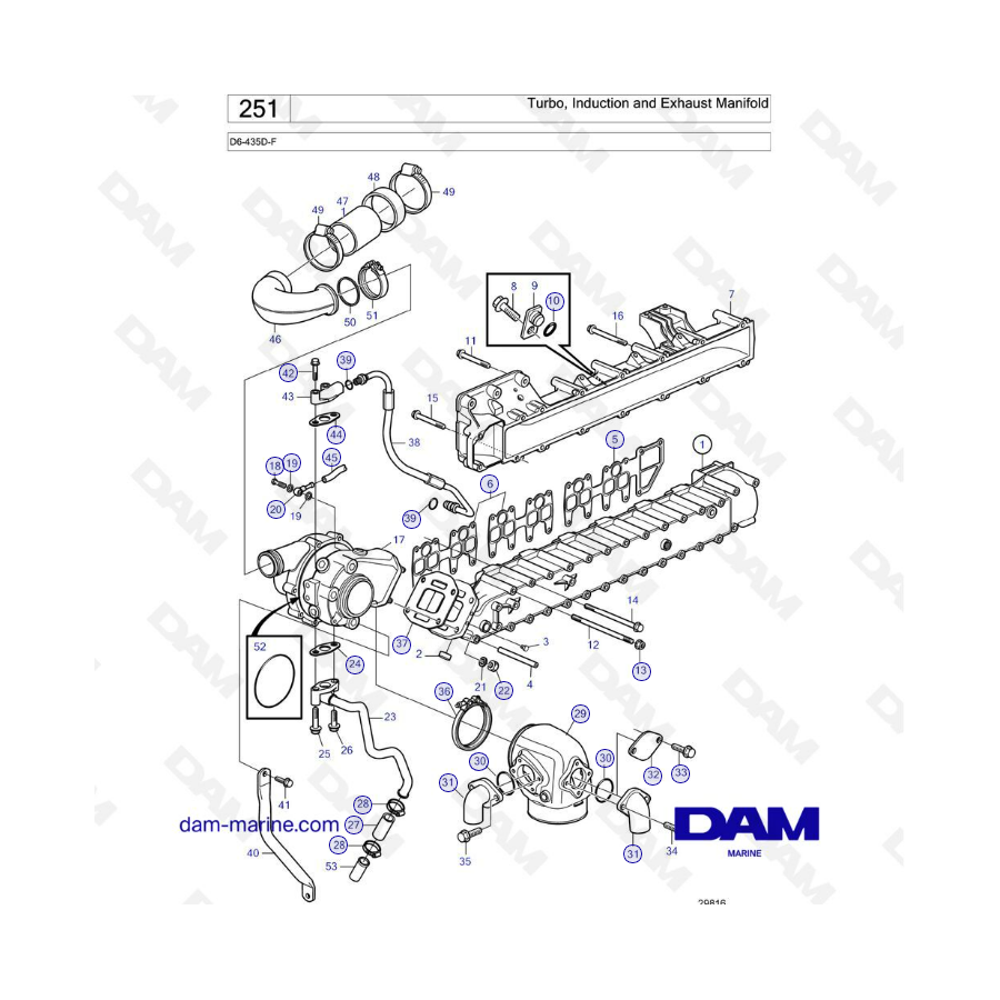 Volvo Penta D6-436D-F - Turbo induction & exhaust manifold