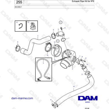 Volvo Penta D6-435D-F - Exhaust pipe for ips